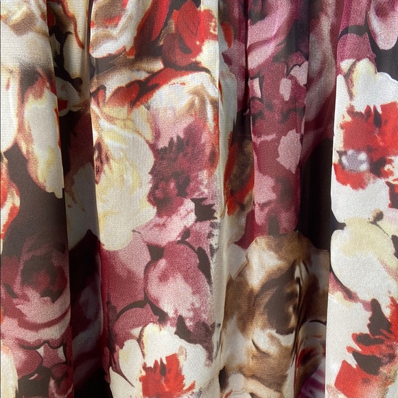 Boston Proper Lace Up Neckline Floral Chiffon Flounce Sleeve Top Women's Size M - Picture 8 of 8